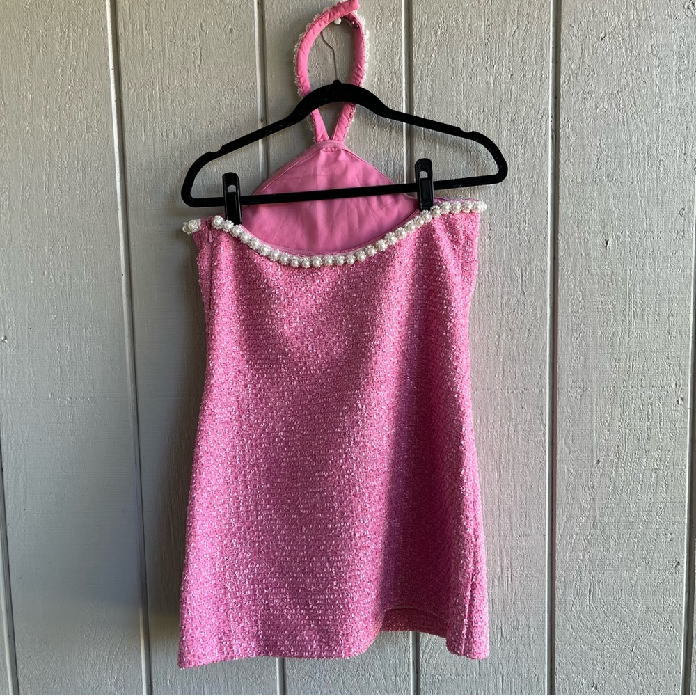 Tuckernuck Hyacinth House Pink Tweed & Pearl Petra Mini Dress Size S - Picture 7 of 13